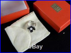 Retired James Avery Ring Pearl Blossom Flower Size 5 HTF Oxidized Cocktail