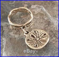 Retired James Avery Sand Dollar Charm Dangle Ring Sz 2 14K Gold Twisted Wire