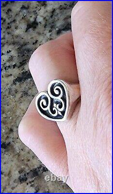 Retired James Avery Scrolled Heart Ring Vintage, Size 7.5