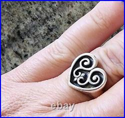 Retired James Avery Scrolled Heart Ring Vintage, Size 7.5