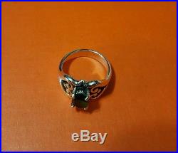 Retired James Avery Scrolled Heart Ring with Emerald