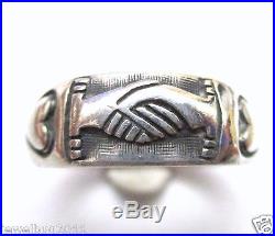 Retired James Avery Shaking Hands Friend Ship Double Heart Sterling Silver Ring