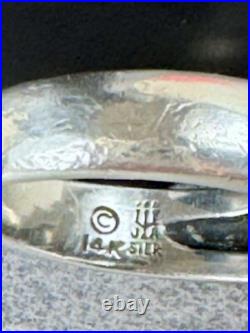Retired James Avery Silver 14K Vintage Beaded Gold Dome Ring Size 5.75