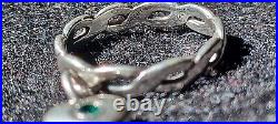 Retired James Avery Silver Heart Charm Braided Dangle Ring Size 6 Or 6 1\2