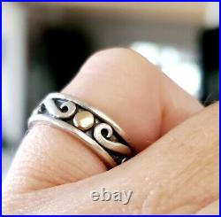 Retired James Avery Silver Oxidized Band with Gold Circles NEAT! Sz 6