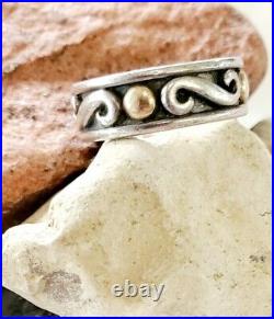 Retired James Avery Silver Oxidized Band with Gold Circles NEAT! Sz 6