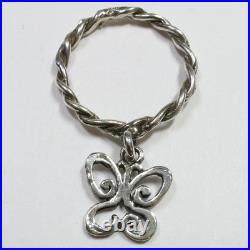 Retired James Avery Silver Size 4.5 Twisted Butterfly Charm Dangle Ring #56497K