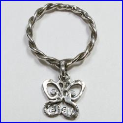 Retired James Avery Silver Size 4.5 Twisted Butterfly Charm Dangle Ring #56497K