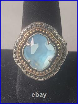 Retired James Avery Silver/bronze Blue Quartz 925 Ring 10.5 Quatrefoil
