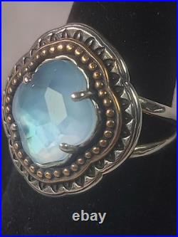 Retired James Avery Silver/bronze Blue Quartz 925 Ring 10.5 Quatrefoil