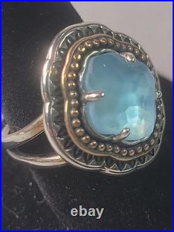 Retired James Avery Silver/bronze Blue Quartz 925 Ring 10.5 Quatrefoil