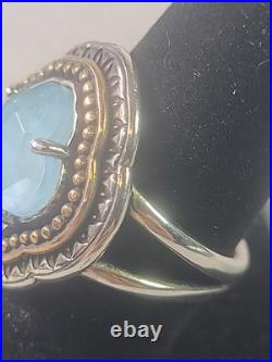 Retired James Avery Silver/bronze Blue Quartz 925 Ring 10.5 Quatrefoil