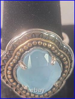 Retired James Avery Silver/bronze Blue Quartz 925 Ring 10.5 Quatrefoil