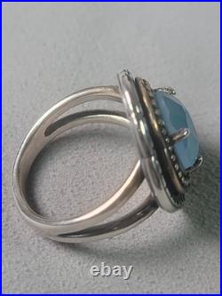 Retired James Avery Silver/bronze Blue Quartz 925 Ring 10.5 Quatrefoil