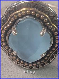 Retired James Avery Silver/bronze Blue Quartz 925 Ring 10.5 Quatrefoil