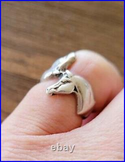 Retired James Avery Size 5 Double Horse Head Ring Sterling Silver