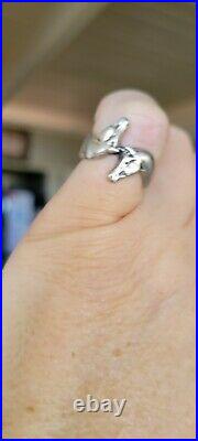 Retired James Avery Size 5 Double Horse Head Ring Sterling Silver