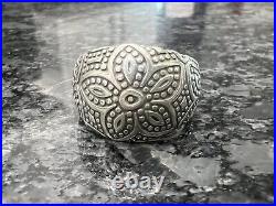 Retired James Avery Size 7.5 Wide Flower Beaded Ring Sterling Silver