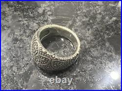 Retired James Avery Size 7.5 Wide Flower Beaded Ring Sterling Silver