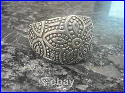 Retired James Avery Size 7.5 Wide Flower Beaded Ring Sterling Silver