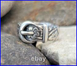 Retired James Avery Size 7 Buckle Floral Ring Sterling Silver