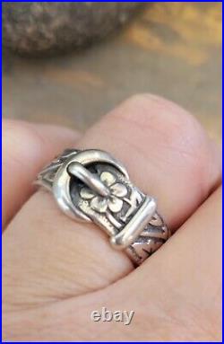 Retired James Avery Size 7 Buckle Floral Ring Sterling Silver