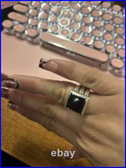 Retired James Avery Size 7 Wide Onyx Square Ring Tapers in Back 15.3 grams