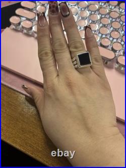 Retired James Avery Size 7 Wide Onyx Square Ring Tapers in Back 15.3 grams