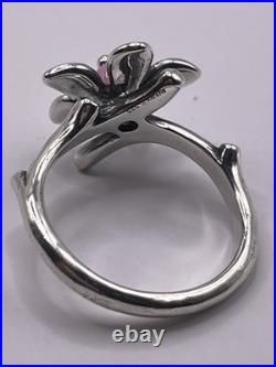 Retired James Avery Spring Blossom Ring with Pink Bead sz 8.5 Sterling Silver
