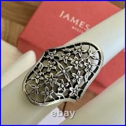 Retired James Avery Statement Ring Size 7.5 Floral Trident Box 925 Sterling 5.5g