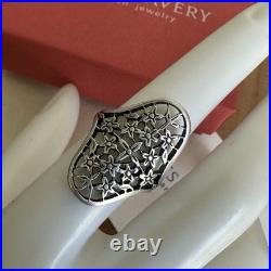 Retired James Avery Statement Ring Size 7.5 Floral Trident Box 925 Sterling 5.5g