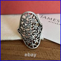 Retired James Avery Statement Ring Size 7.5 Floral Trident Box 925 Sterling 5.5g
