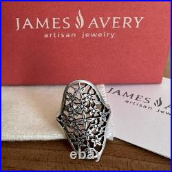 Retired James Avery Statement Ring Size 7.5 Floral Trident Box 925 Sterling 5.5g