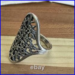 Retired James Avery Statement Ring Size 7.5 Floral Trident Box 925 Sterling 5.5g