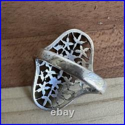 Retired James Avery Statement Ring Size 7.5 Floral Trident Box 925 Sterling 5.5g