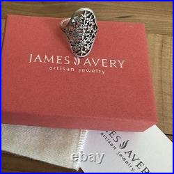 Retired James Avery Statement Ring Size 7.5 Floral Trident Box 925 Sterling 5.5g
