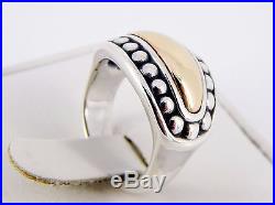 Retired James Avery Sterling & 14K Beaded Dome 14mm Ring Size 7