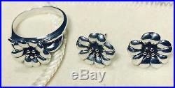 Retired James Avery Sterling/18kApril Flower Ear Posts+Ring Sz 6.25 SetEUC