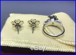 Retired James Avery Sterling/18kApril Flower Ear Posts+Ring Sz 6.25 SetEUC