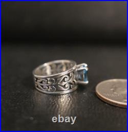 Retired James Avery Sterling 925 Adoree Ring with Blue Topaz! Sz 5