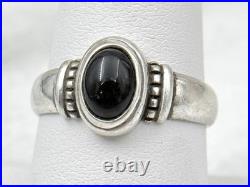 Retired James Avery Sterling Beaded Ring Cabochon Black Onyx Sz 8.25