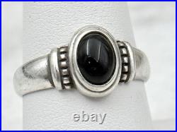 Retired James Avery Sterling Beaded Ring Cabochon Black Onyx Sz 8.25