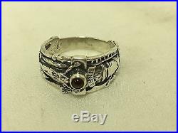 Retired James Avery Sterling Martin Luther Ring with Garnet (Size 7.5)