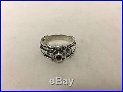Retired James Avery Sterling Martin Luther Ring with Garnet (Size 7.5)