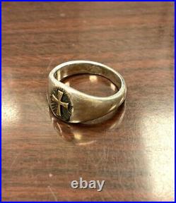 Retired James Avery Sterling Silver 14K Gold Radiant Christ Ring Size 9 3/4