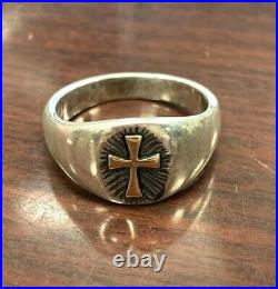 Retired James Avery Sterling Silver 14K Gold Radiant Christ Ring Size 9 3/4