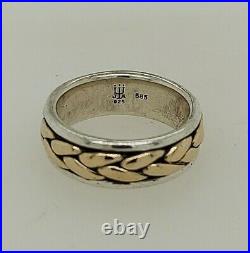 Retired James Avery Sterling Silver 14K Yellow Gold Braided Ring Size 4.25