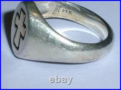 Retired- James Avery Sterling Silver 14k Gold Recessed Cross Ring- Size 6 1/2