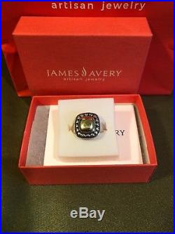 Retired James Avery Sterling Silver 14k Square Beaded Dome Ring Size 6 Beautidul
