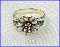 Retired James Avery Sterling Silver 18k Gold April Flower Ring size 5.5